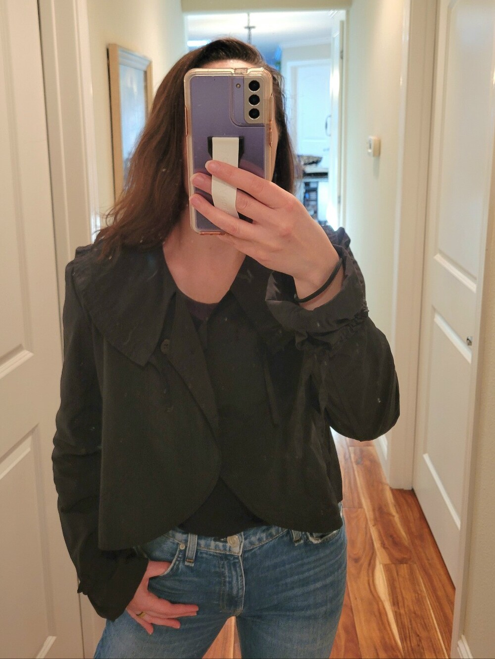 Hanna La Journee Artsy Minimalist  Lightweight Cropped Jacket Lagenlook Black